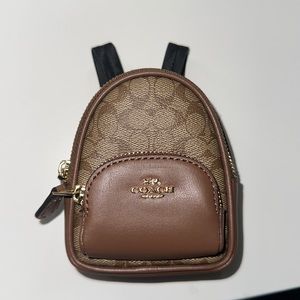 Brown Coach mini backpack keychain